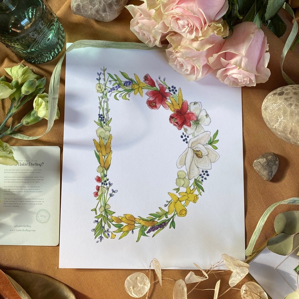 Hattie Darling - 8x10” Monogram Art Print - D